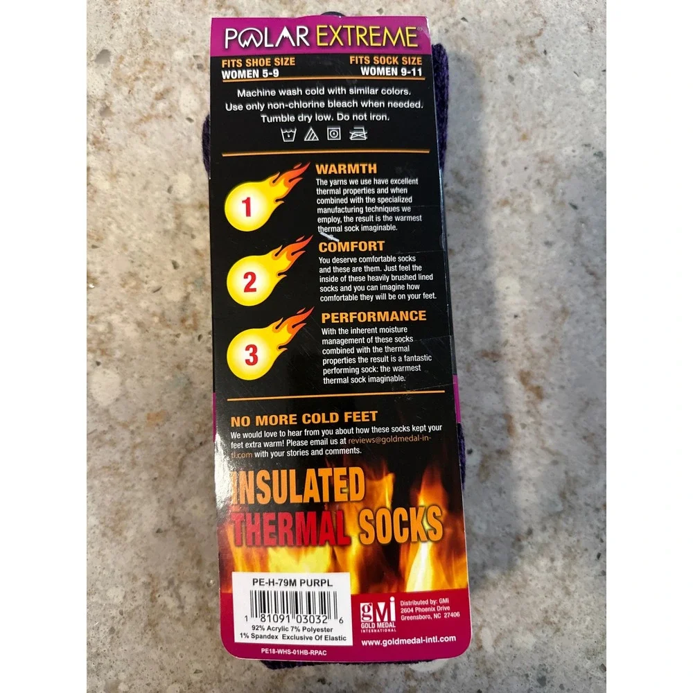 Polar Extreme Women Insulated Thermal Socks Purple Marl Winter Warm Size 5-9 NEW
